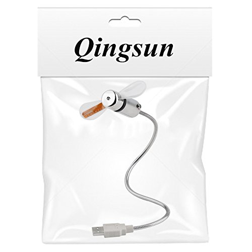 Qingsun Mini-USB-LED Clock Fan Schreibtisch Flexible klein Luminous Uhr Echtzeit-Anzeige (Silber) - 4