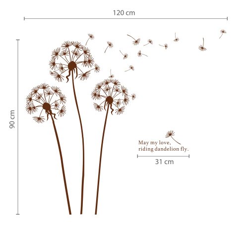 Pusteblume Im Wind II (Sienna) Vinyl Wand Sticker Aufkleber Heim Dekoration - 4