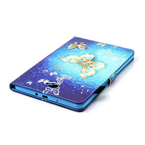 Galaxy Tab A 10.1 Hülle,Galaxy Tab A 10.1 Zoll 2016 T580N Lederhülle Flip Wallet Case,Galaxy Tab A 10.1 PU Leder Standplatz Fall Hülle Case,Ekakashop Bunt Gold-Schmetterling Muster Bookstyle Folio Schale Weichen Silikon Schutzhülle Klapptasche Etui Magnetverschluß mit Standfunktion Kartenfächer für Samsung Galaxy Tab A 10.1 Zoll 2016 T580N + 1x Kostenlos Ständer (Farbe zufällig) - 8