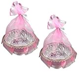 Evisha 2 pcs Big Size Silver and Pink Net Potli Baskets