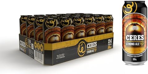 Ceres Strong Ale - 24 Lattine da 50 cl, Birra Bionda Doppio Malto con Riflessi Dorati, Gradazione Alcolica 7,7°C, Gusto Ricco ed Intenso con Sentori di Malto