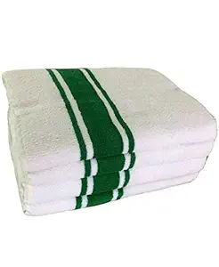 Orchid Cotton Extra Large Smooth and Elegant Look Lively Border Office, Car Seat Cover Towels (White, Green) -Pack of 2