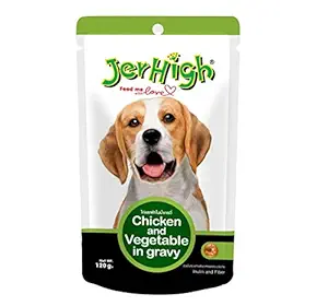 Jerhigh Wet food for Dogs Chicken and Vegetable in Gravy 120 g (Pack of Four)