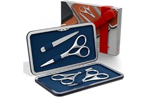 Suvorna Kit de barba y bigote con tijeras para barba para hombres, tijeras de bigote, tijeras de nariz, tijeras de cejas y pinzas para vello facial, juego de tijeras de peluquería y juego de tijeras