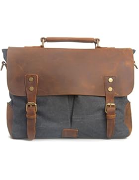 Aktentasche Canvas Herren Umhängetasche Schultertasche Crossbody Tasche Messenger Laptoptasche für Bunisess Reisen...