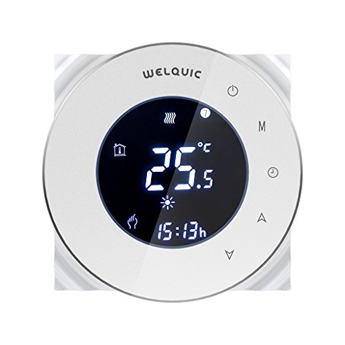 Preisvergleich Produktbild Raumthermostat Digitaler programmierbarer Thermostat Touchscreen Intelligentes Programmierbares Heizkörper-Thermostat Fußbodenheizung Wasserheizung Wandheizung, Batteriebetrieben WELQUIC Thermostat BHT-6000, Weiß