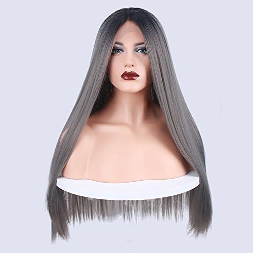 Wiged Europe And The United States Export Lace Front Wig Matte Long Straight Hair Simulation Of Human Hair Lace Front Wigs,Silver Graystealth Performance Party Of Realistic And Natural Fashion