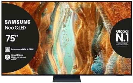 Samsung Neo QLED 4K Vision AI Smart TV 75'' QE75QN74FATXZT Mini LED, NQ4 AI Gen2 Processor, 4K AI Upscaling,Motion Xcelerator 144 Hz, Tecnologia Quantum Matrix Slim, OTS Lite, AirSlim Design, 2025