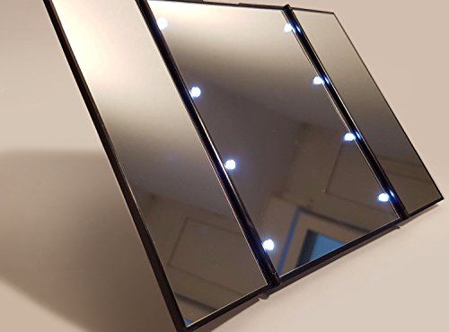 Aodoor Make Up Spiegel, 3 Seitig Faltbare Beleuchtet Schminkspiegel mit 8-LEDs für Make up und Rasur, die Reise oder das Bad (Einschließlich Batterien) - 7