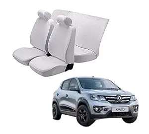 AUTOKAAR Denim Fabric White CAR SEAT Cover for Renault KWID