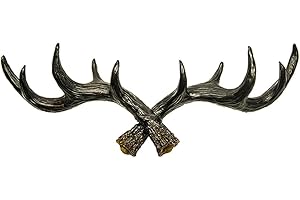 Hansmeier Perchero en Diseño de los Cuernos de Ciervo - Cornamenta Mural Decoración de Pared y Gancho Antler - Negro