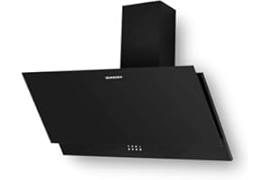 SCHNEIDER SCHD2A90EBS Campana extractora 90 cm, 594 m³/h, 3 velocidades, Cristal Negro/Negro Mate