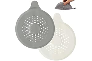 TOMARIO 2 Pack Hair Catcher for Shower Drain with Strong Suction Cup, Silicone Sink Strainer Protector Shower Drain Cover Hair Stopper Trap Sink Filter for Bathroom Bathtub Kitchen Sink (White + Grey)