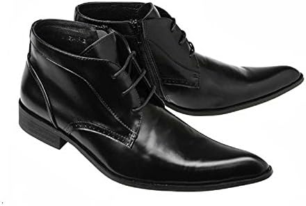 Cover Plus Comfort Black Leather Side Zipper Lace Up Formal Dress Ankle Boots Mens Shoes (11.5 UK/46 EU/12 D(M) US)