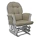 White Glider Rocking Nursing Maternity Breastfeeding Chair With Footstool (Beige Fabric)