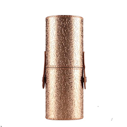 LHWY Leather Cosmetic Case Portable Storage Makeup Bags Organizer Brush Holder Cup (Gold)