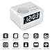 Produktbild Sici Wecker-Funkkarte U-Disk-Musik-Player Mini-Stereo-Bluetooth-Lautsprecher, digitaler Wecker, Dual-Clock-Radio Bluetooth 4.2 Hilfseingang Innenthermometer, Ladegerät, LED-Anzeige-Dimmer White