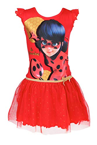 Miraculous LadyBug Cat Noir - Vestido - para niña - 540-046 [Rojo - 10 años - 140 cm]