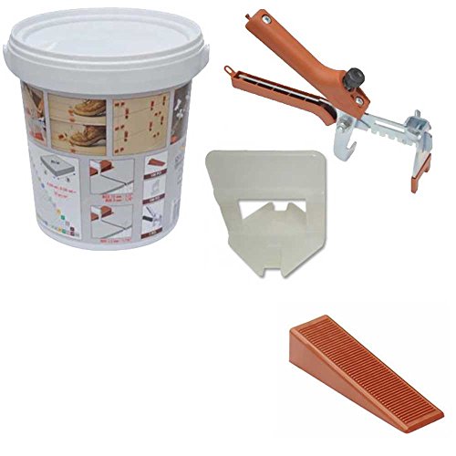 RLS Raimondi Nivelliersystem BasisSet - 100 Keile, 100 Laschen, 1 Bodenzange (Verlegehilfe, Verlegesystem, Fliesenverlegung, Fliesenverlegehilfe, Fliesenverlegesystem)