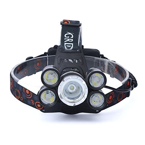 1 pcs Headlamp Scheinwerfer ❤️ sunnymi 35000LM 5x T6 LED Scheinwerfer Kopf Licht Lampe (Schwarz)