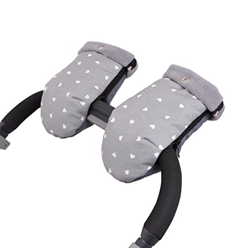 TititNins® - Manoplas Carro Bebe Silla Paseo LOVE V.Polar Gris (Impermeables)