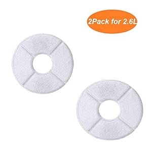 KOOPAO 2.6 L Cat Filtros de Fuente de Agua 2 Paquete, Dispensador de Mascotas Filtros de reemplazo para Gatos/Perros Que llenan con carbón Activado