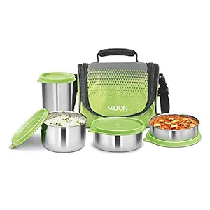 Milton Tasty 3 Stainless Steel Combo Lunch Box with Tumbler, Green