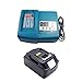 Produktbild Ersatz 18V 5.0Ah Akku mit Ladegerät für Makita Schlagbohrschrauber 18 Volt DHP453RFX2 DHP459RTJ DHP459RMJ DHP481RTJ DHP484Z BHP453 BHP453RHE DHP458Z DHP453 Bohrschrauber DDF459RMJ DDF459Z Accu LG Zellen 5000mAh