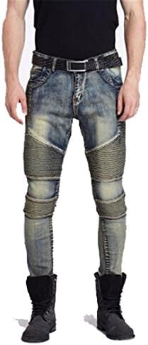 Men's Skinny Runway Distressed Slim Stretcher Hip Hop Pants Wash Black Jeans Gutong 31