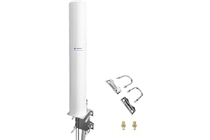 Maswell Antenne Extérieure Externe 5G 4G WiFi 6-2X2 MIMO Omni Full Band 700-6000 MHz, Jusqu'à 4.5 dBi Gain - Compatible avec O2, Vodafone, Three, EE - SMA Mâle avec Adaptateur TS9