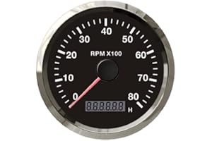 ELING Contagiri universale RPM 0-8000 RPM Con contaore digitale regolabile a LED e allarme RPM 85 mm con retroilluminazione