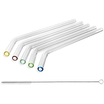 Lot De 4 Pailles En Verre Réutilisables, Droites Et Courbées De 8 Mm, Avec Brosse De Nettoyage, Sans BPA, Respectueuses De L'environnement Pour Boissons, Milkshakes, Thé Au Lait, Jus, Cocktails (ambre