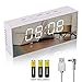 Produktbild Lambony Ambony Digitaler Spiegelwecker mit Temperatur-LED-Display, Schlummerzeit, einstellbare Helligkeit, USB & Batteriebetrieben, für Schlafzimmer, Büro, Weiß, 14,6 x 8,4 x 4,2 cm