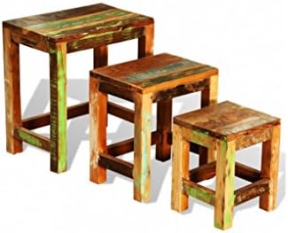 Wooden 3 Nesting Tables In Antique Style - Can Be Used As Side Or Coffee Tables, Lamp/Plant Stands - This Is A Timeless Living Accessory For Your Home By eCommerce Excellence