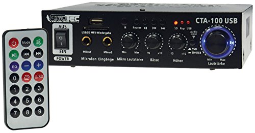 ChiliTec HiFi Verstärker CTA-100 USB 100W I Line IN I 12V / 230V Fernbedienung I Schwarz