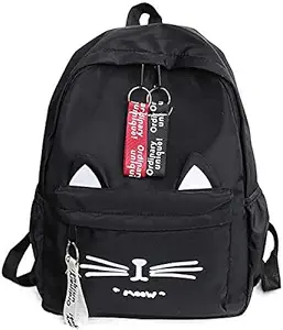 Diving Deep Girls PU Leather Casual Shoulder College/School Backpack (Black)