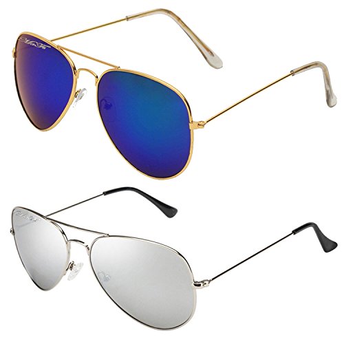 MaFs Blue_Silver_ Merrcury Aviator Rectangular Combo Unisex Sunglasses (DSC_071) RS.349 (79.00% Off) - Amazon