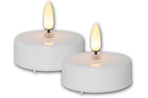 STAR LED Teelicht Kerze 3D FLAMME maxi, weiß, mit Timer, 4er Set