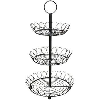 Etagere aus Metall mit 3 Körben für Obst & Gemüse - Shabby Landhaus