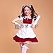 Produktbild Cute Lolita Anime Cosplay Maid Costumes ( Dress + Apron + Hair accessories + Bowknot lace white socks ) color - Dark red , Size - XL