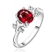 YELLOW CHIMES Red Diana Austrian Crystal 925 Silver Plated Ring For Women and Girls RS.350.00