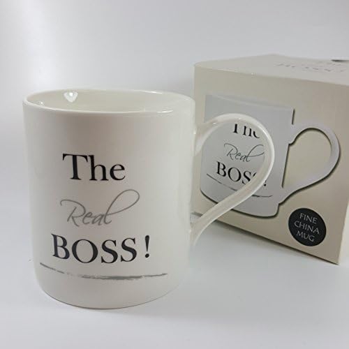 THE REAL BOSS! CHINA tea coffee MUG - valentines day gift, birthday, FUNNY SECRET SANTA GIFT - secret santa, stocking filler, novelty gift, boss gift, mug set,