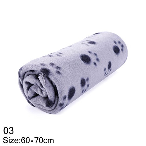 RUNGAO Paw Pattern Pet Dog Cat Blanket Cushion Mat Fleece Blanket Cover 60*70CM Gray&black Paw