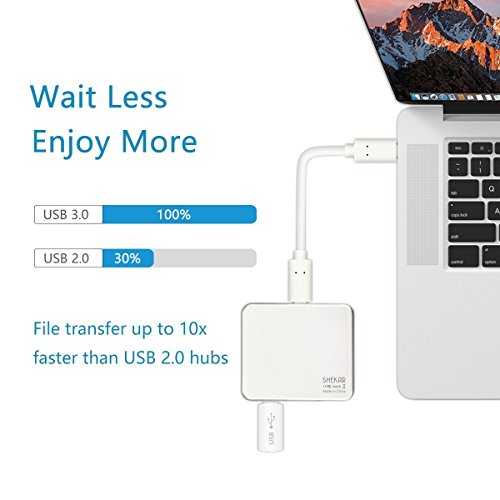 5-Port USB Type C Hub, mit 3 Ports USB 3.0 Multi-Port Adapter + 1 Type-C Ladeanschluss+ 1 HDMI Videoausgang Port ultra leicht und mobil für Typ C Computer und Tablets wie MacBook Pro 2016, MacBook 2015/2016, Google Chromebook 2016 - 3