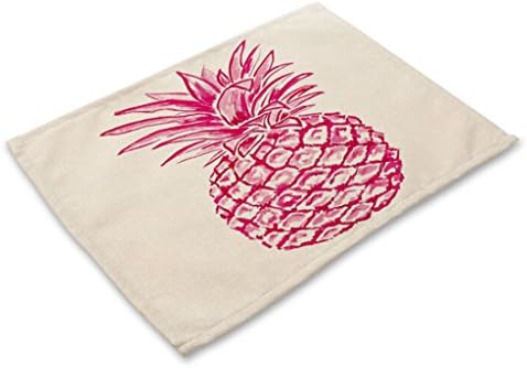 GT Placemat, Pineapple, Cotton and linen, Printing, Western mats, Rectangular, Non-slip mat, Heat-resistant, waterproof mats, Kitchen, Tableware mats, (4*Placemats, 42*32CM)