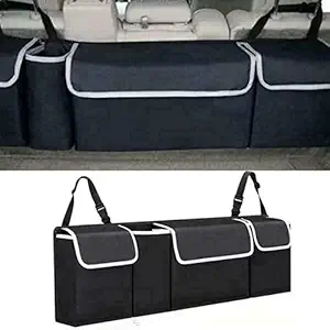 Automaze Boot Back-Seat Foldable Car Trunk Storage Bag Organiser with Multiple Pockets, Car Interior Accessories