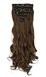 8 Piece 18 Cilps Clip in Hair Extensions Full Head 17 inches Curly Hair Extension Light Brown