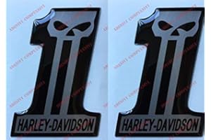 ADESIVI COMPULSIVI Par de adhesivos resinados con logotipo de Harley Davidson Number One Skull, efecto 3D, para depósito o casco