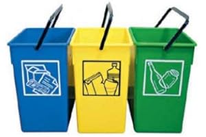 Plasticos Helguefer Lot de 3 poubelles pour tri sélectif 15 litres (sans couvercle)