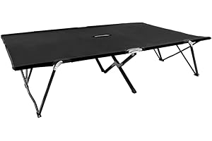 vidaXL Chaise Longue Pliable à 2 Personnes Lit de Jardin Lit de Terrasse Lit de Couchage Lit de Voyage de Plage Randonnée Portable Plage Extérieur Noir Acier
